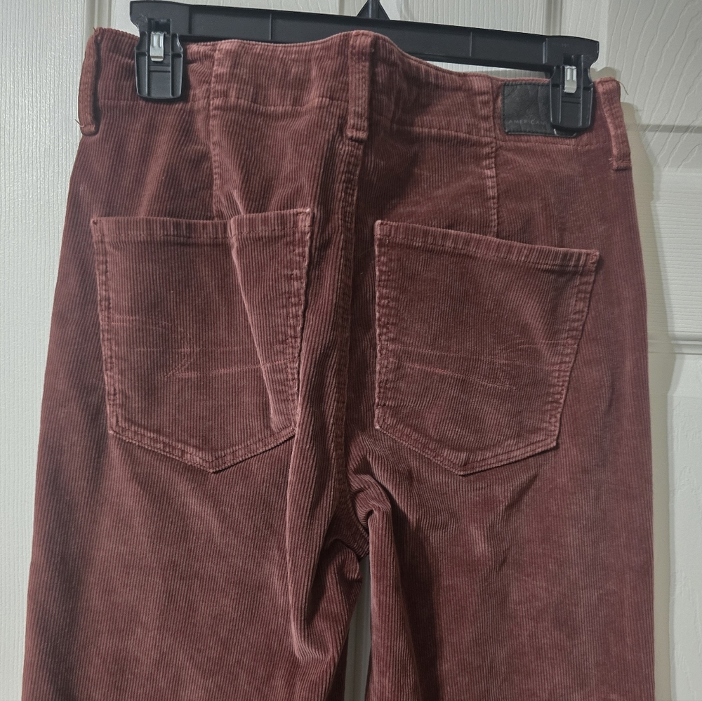 American Eagle Super High Rise Rusty Red Corduroy Flare Pants, Size 4, EUC! - Picture 9 of 13